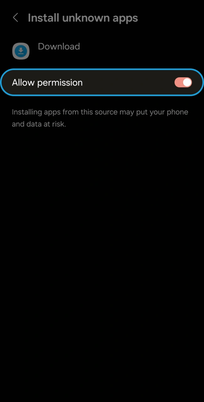 Allow installation from unknown sources in your phone's settings.