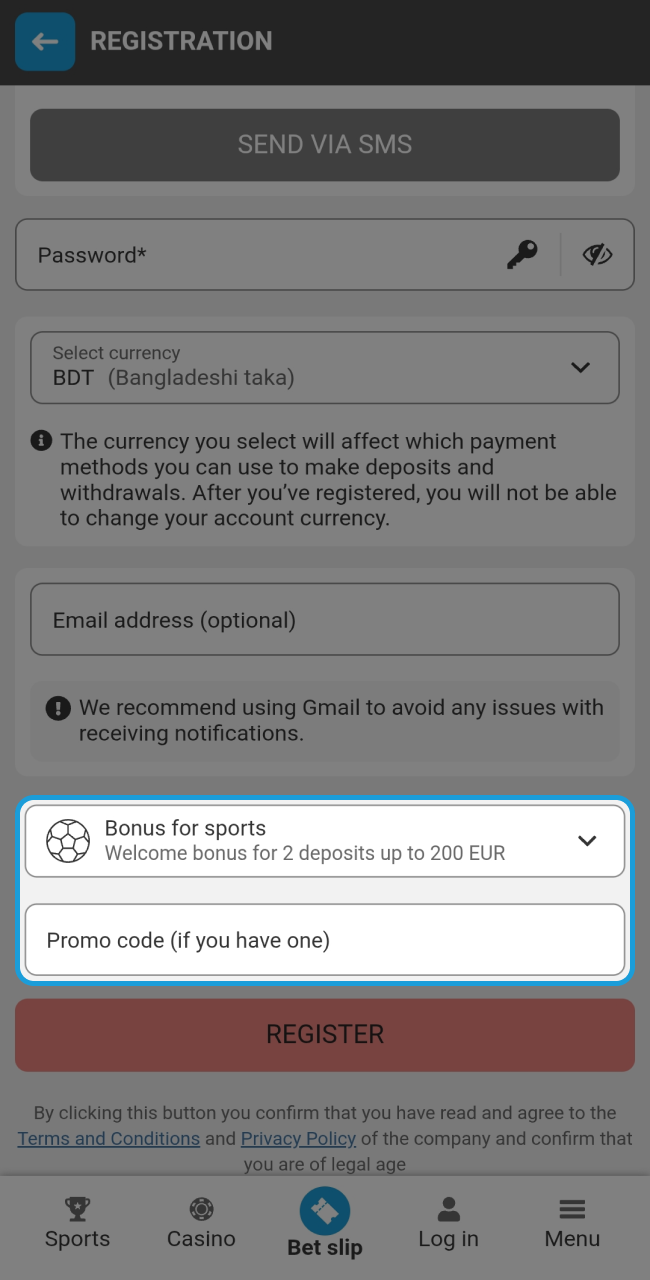 Boost your starting balance by entering an exclusive promo code in the designated field during your Megapari registration.