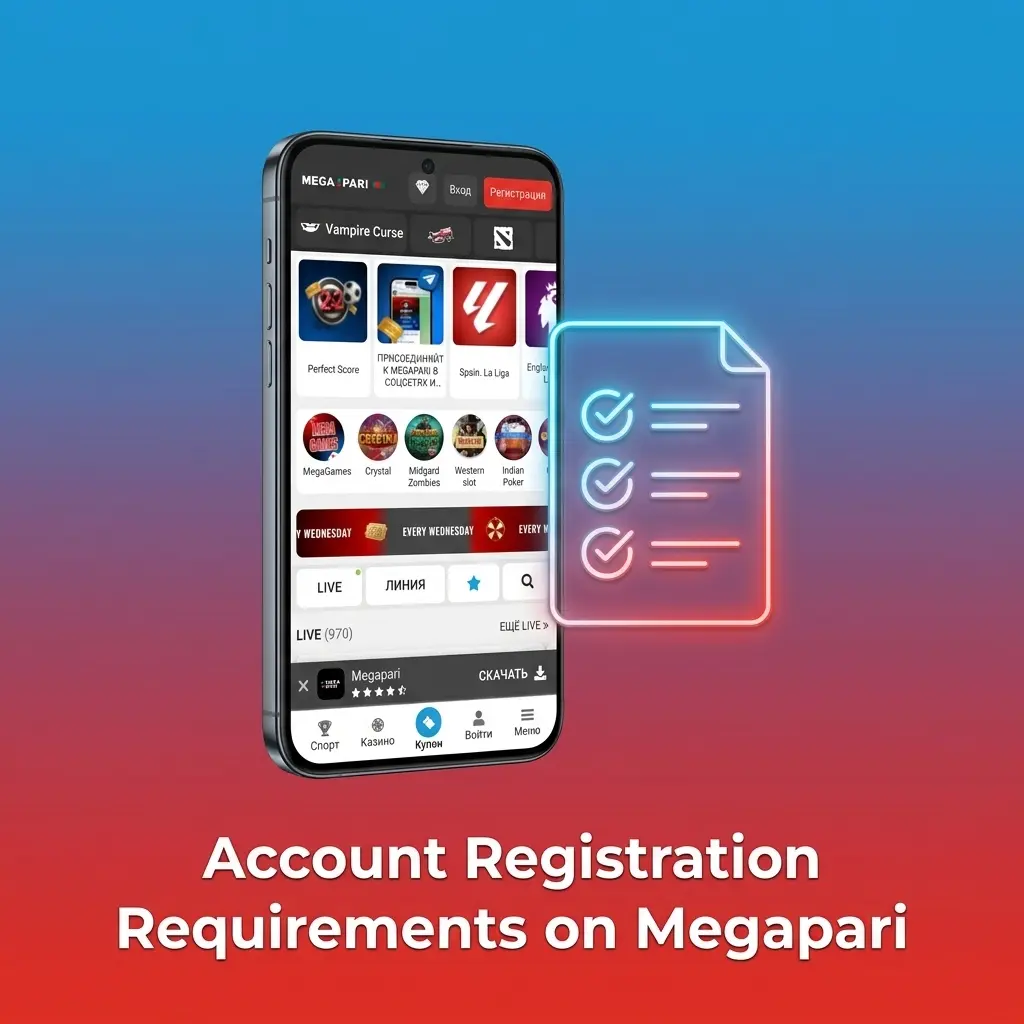 Megapari account registration requirements including age limit, one account rule, and legal compliance guidelines
