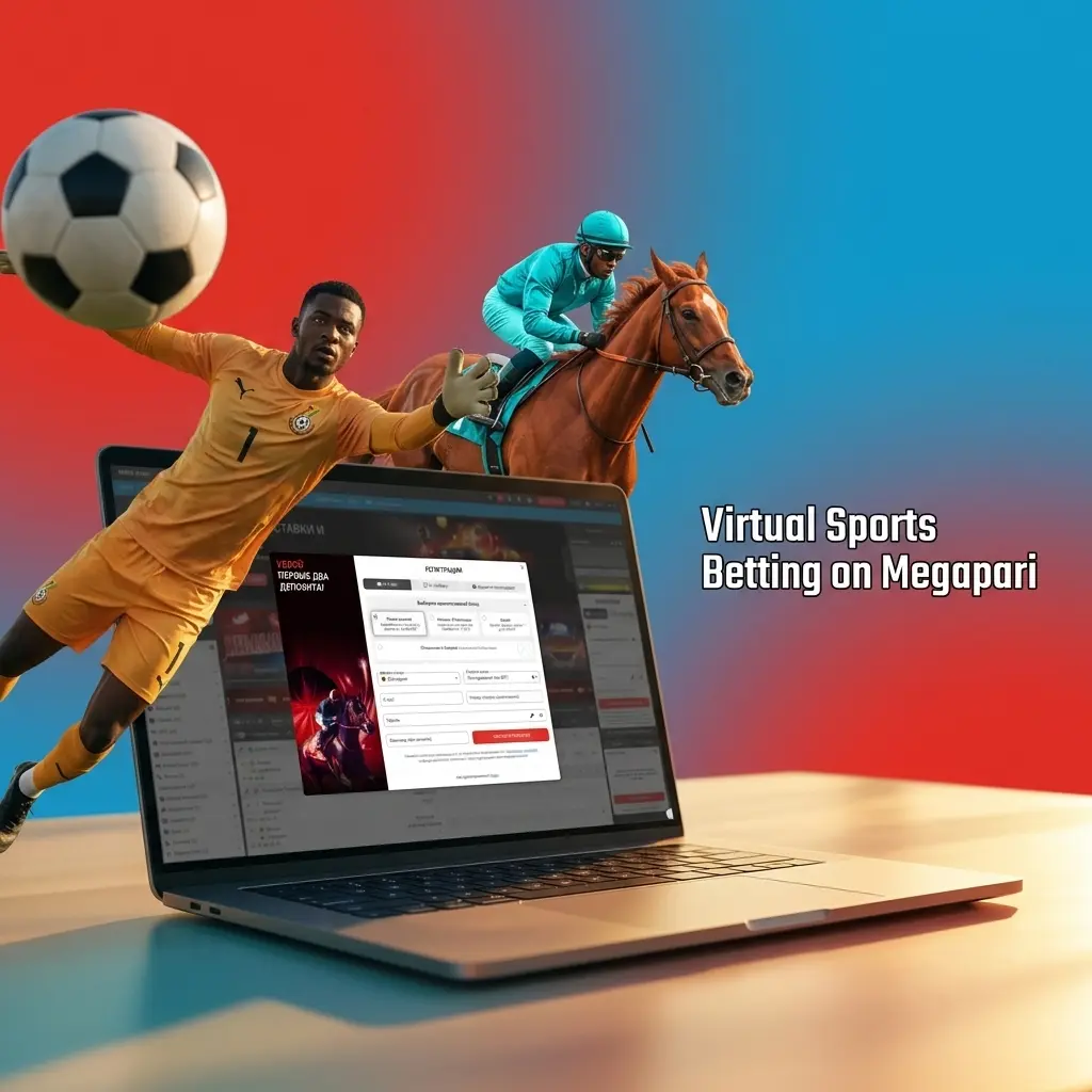 Virtual sports betting on Megapari featuring football, horse racing, basketball, tennis, and greyhound racing simulations