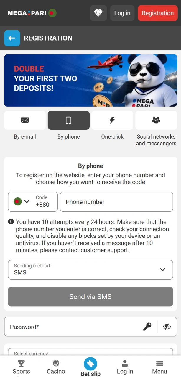 Fill out the quick registration form within the official Megapari App.
